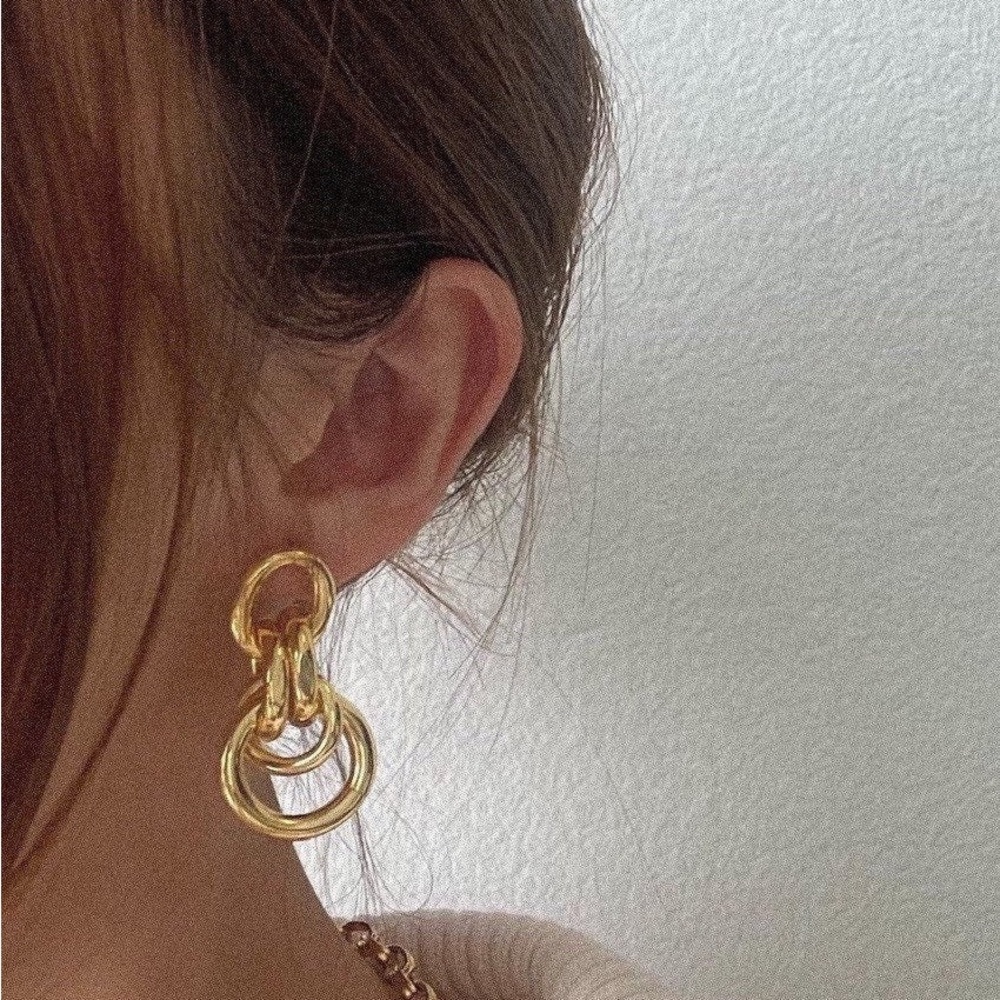 🔥LAST ONE🔥 18K Gold Link Drop Earrings - Picture 3 of 5